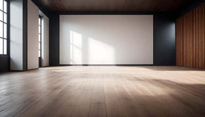 empty room with window and big screen