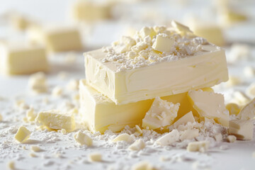 Close up of butter blocks on a table