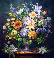 A beautiful bouquet of flowers in an elegant vase