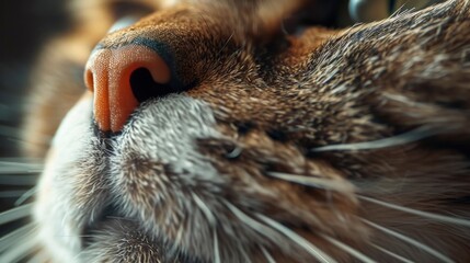 Close up photo of a cat looking up interested in something