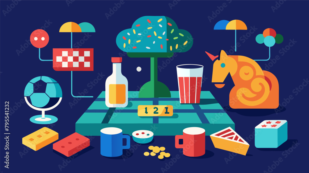 Poster a laidback bar with a selection of board games and brain teasers available encouraging patrons to en