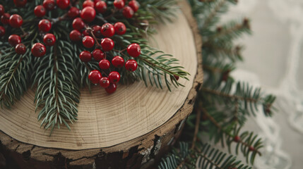 Close up of christmas decoration on wood - 795542076