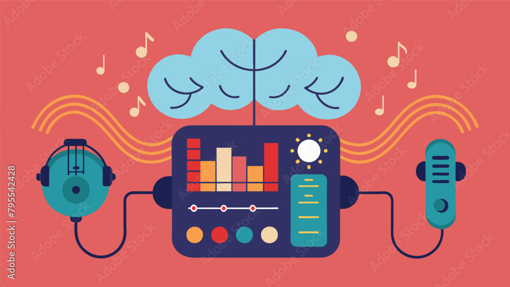 Poster a musical composition that utilizes a brainwave reader to capture the artists state of mind and tran