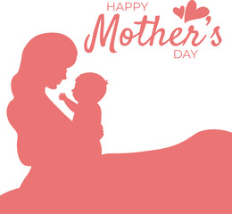 Happy Mother's Day card with heart and flowers. Modern color design.