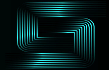 Abstract blue glowing geometric lines on black background