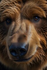 Close-up portrait of grizzly bear. Generative AI