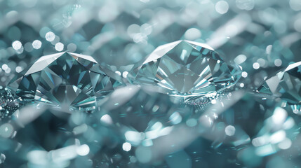 Cyan diamond shapes arrayed in a glittering grid on a 2D card - obrazy, fototapety, plakaty