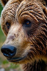 Close-up portrait of grizzly bear. Generative AI - obrazy, fototapety, plakaty
