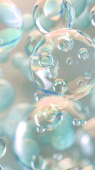 Delicate white and blush aqua tech bubbles, symbolizing innovation in technology - obrazy, fototapety, plakaty