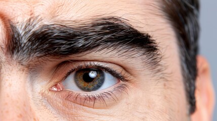   A man's eye with mustaches at the outer corner and above the upper lid