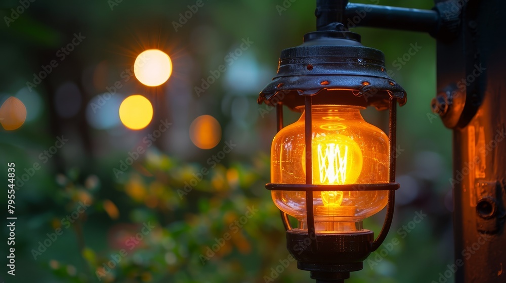 Canvas Prints   A tight shot of a side-mounted building light, surrounded by indistinct background lights