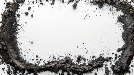   A mound of dirt atop a pristine white background, displaying a central hollow cavity
