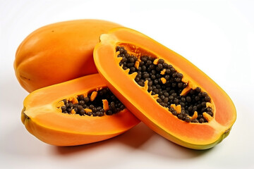 Papaya fruit on a white background. Healthy food concept.