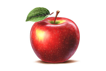 Red apple isolated on white background, clipping path, full depth of field. Ai