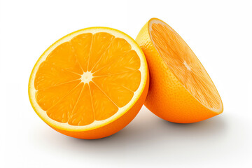 Sliced orange isolated on white background.