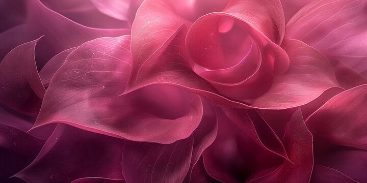 Leuchtenden pink Blätter ineinander als Hintergrundmotiv für Webdesign, ai generativ