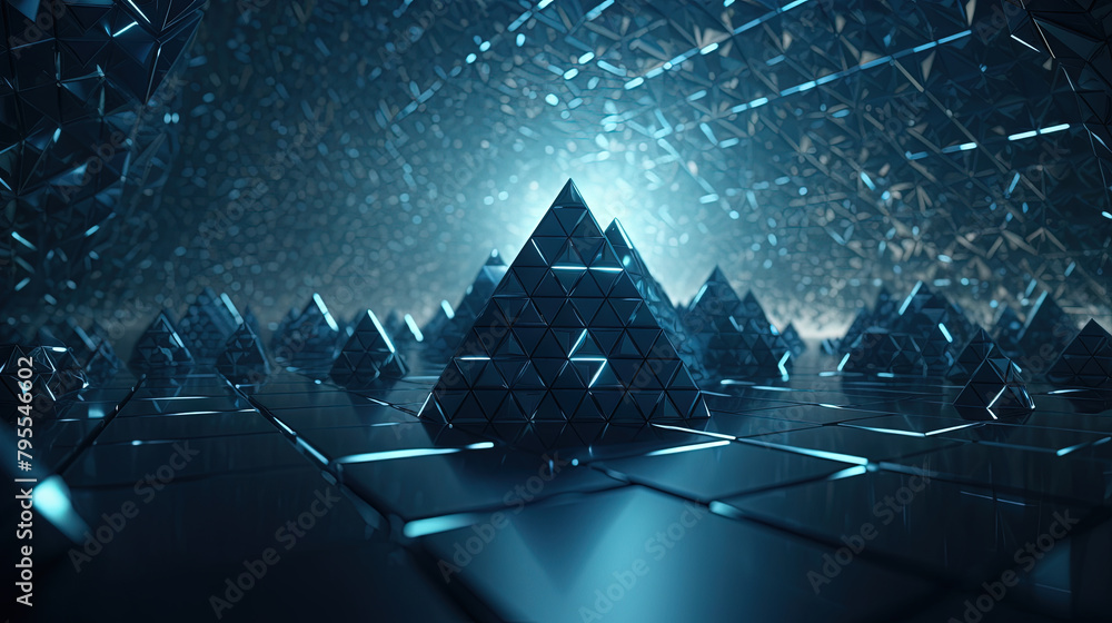 Poster Abstract background with structure of neon triangles and technology style.