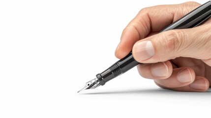   A hand holds a pen, writing on paper while the other hand supports the pen's tip