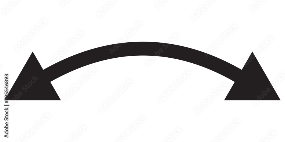 Poster black dual sided arrow vector, icon. semicircular curved thin, long double ended arrow vector. vecto