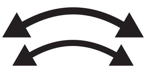 Dual sided arrow vector, icon, silhouette design. Semicircular curved thin, long double ended arrow vector design for website, app and logo design. Vector illustration of duel side arrow.