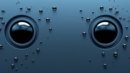   A collection of bubbles floats atop a blue expanse, their surfaces unified by a central black circle