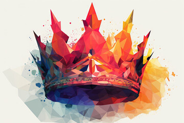Colorful crown in the style of watercolor paint and ink splash or stroke. - 795548293
