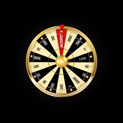 Luxury fortune wheel spin mashine. Cut frame, isolated on black background.