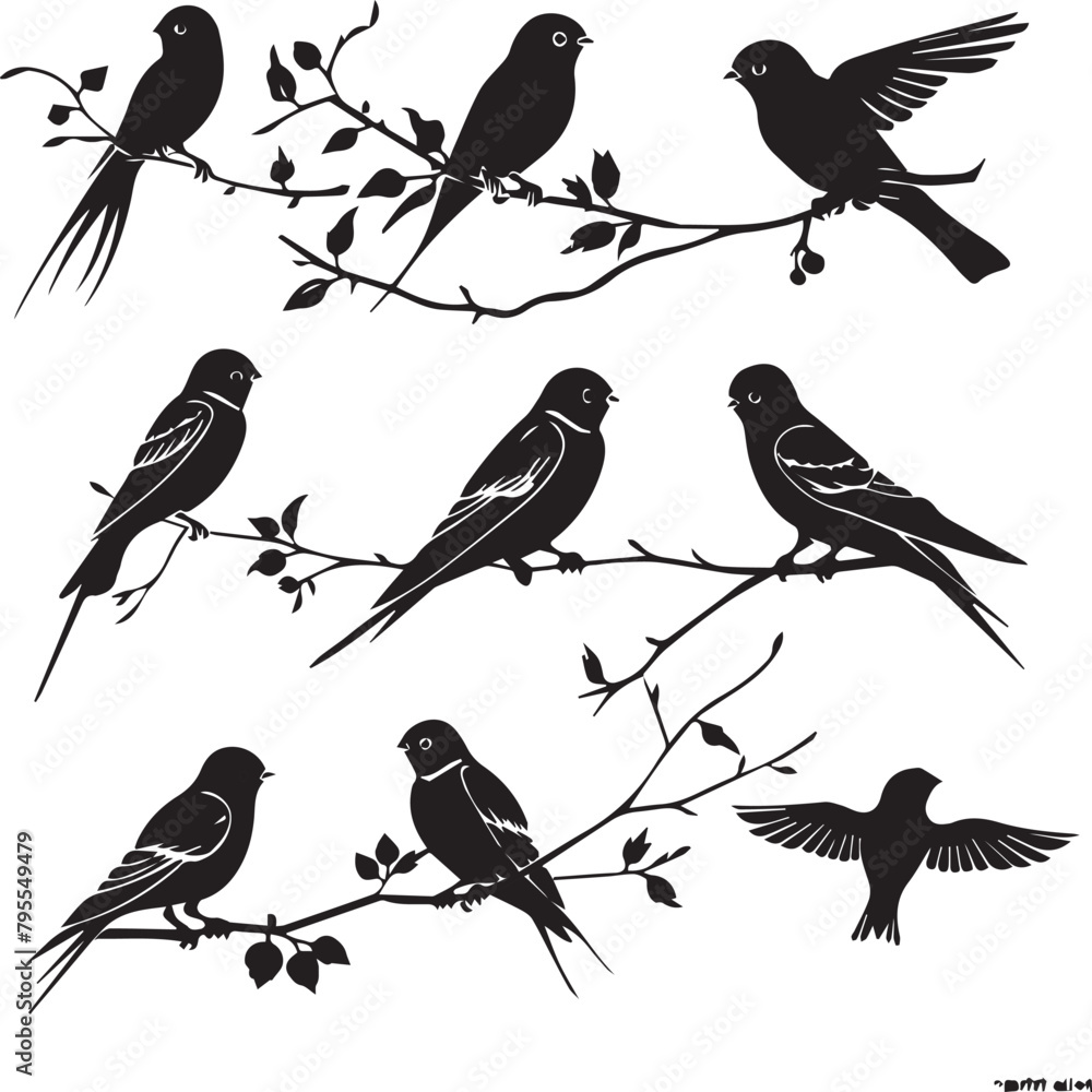 Poster birds on a branch