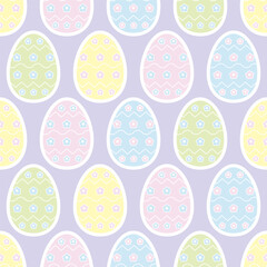 Easter eggs decorated with flowers in pastel colors. Great for DIY, gift wrapping, wrapping paper, decorative crafts, card and invitation backgrounds, web banners and more.