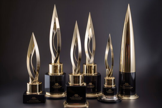 generated illustration of metal trophy with unique pen nib shape