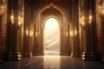 Fototapeta premium Architecture building corridor gold