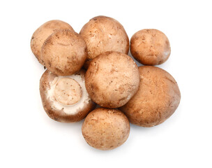 Brown mushrooms isolated on white background