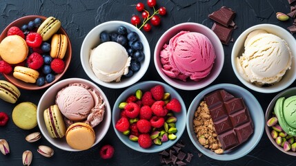 Local gelateria snack in a milk dessert ice setting, part of a summer station arrangement that offers a variety of sweet flavors.