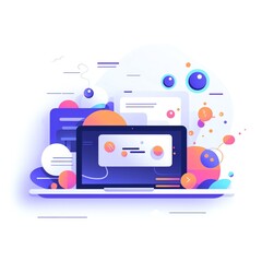 Minimalist UI illustration of Contextualin a flat illustration style on a white background with bright Color scheme, dribbble, flat vector - obrazy, fototapety, plakaty