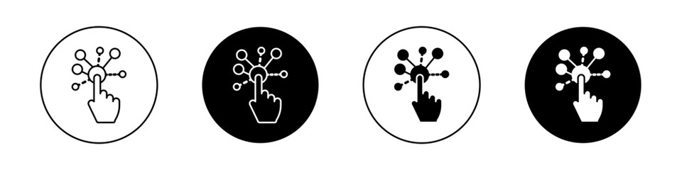 Interactive icon set. choice variety vector symbol. touch screen function sign. push or click button. tap finger control symbol in black filled and outlined style.