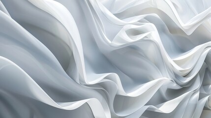 Obraz premium Abstract background illustration featuring layers of bright white fabric with wavy forms and pronounced dark shadows
