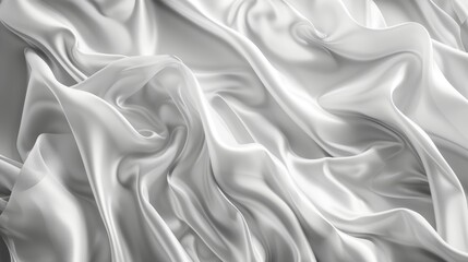 Artistic rendering of luminous white fabric in elegant wavy layers, accented with contrasting dark shadows for a dramatic effect