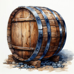 Watercolor Barrel Illustration, Generative Ai