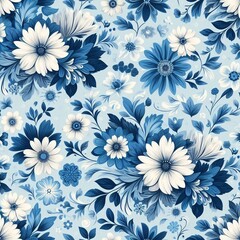  Blue and white floral chintz