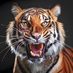 Portrait of a bengal tiger on a minimalist background