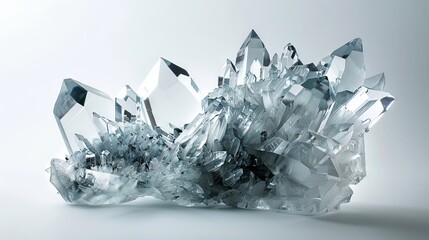 Abstract crystal sculptures with a sense of mystery and intrigue, inviting viewers to explore their depths on white