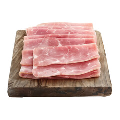 Sliced Ham or Ham Sausage on Rustic Wooden Board, AI Generated Image with Transparent Background