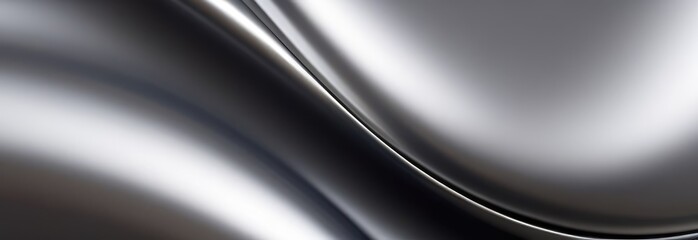 Waves of liquid glossy silver metal, glossy mirror chrome, water effect. Aluminum abstract background, liquid metal, mercury texture