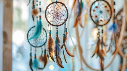 Artistic and handmade boho dreamcatchers bring a sense of craftsmanship and authenticity to designs on white