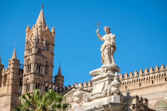Palermo, Sicily, Europe Cathedral of Palermo. Built in 1104 this famous cathedral embodies the unique Arab Norman style architecture.