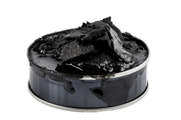 Hot asphalt in black barrel isolated on transparent background