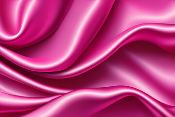 Fototapeta premium Pink silk fabric luxury background. Wavy abstract satin cloth texture pattern. Smooth shiny drape material curtain.