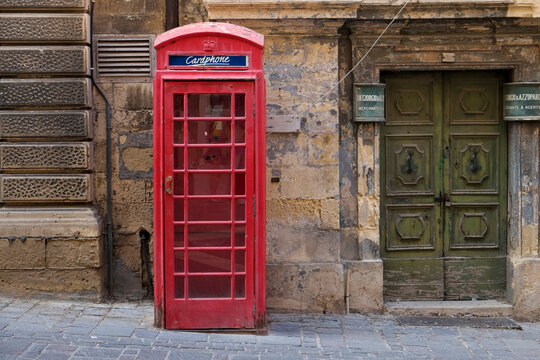 Valetta, Malta, Europe.Old British phone booth.