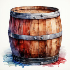 Fototapeta premium Watercolor Barrel Illustration, Generative Ai