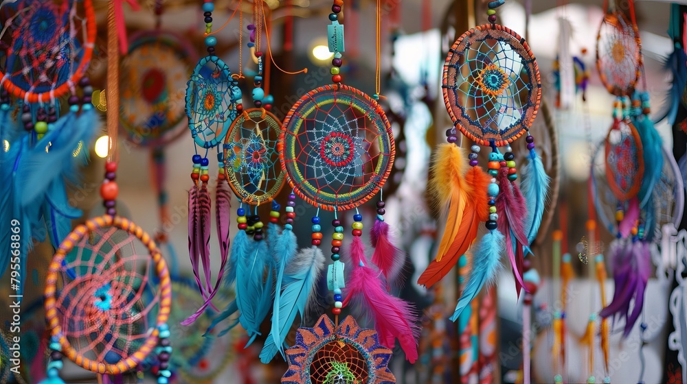 Poster boho-chic dreamcatchers with eclectic patterns and vibrant colors add a pop of personality to design